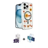 MARSİLYAN™- iPhone 16 Pro Max Kılıf Kozmos Doku - Siyah 3D Antistatik Cam Ekran Koruyucu + Bilvis Titan Kamera Lens - GS