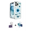MARSİLYAN™- iPhone 16 Pro Max Kılıf Kozmos Doku - Siyah 3D Antistatik Cam Ekran Koruyucu + Bilvis Titan Kamera Lens - SH