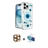 MARSİLYAN™- iPhone 16 Pro Max Kılıf Kozmos Doku - Siyah 3D Antistatik Cam Ekran Koruyucu + Pers Alüminyum Kamera Lens - CLTM