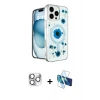 MARSİLYAN™- iPhone 16 Pro Max Kılıf Kozmos Doku - Siyah 3D Antistatik Cam Ekran Koruyucu + Pers Alüminyum Kamera Lens - GS