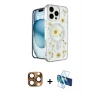 MARSİLYAN™- iPhone 16 Pro Max Kılıf Kozmos Doku - Siyah 3D Antistatik Cam Ekran Koruyucu + Pers Alüminyum Kamera Lens - CLTM