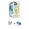 MARSİLYAN™- iPhone 16 Pro Max Kılıf Kozmos Doku - Siyah 3D Antistatik Cam Ekran Koruyucu + Pers Alüminyum Kamera Lens - GS