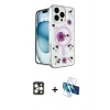 MARSİLYAN™- iPhone 16 Pro Max Kılıf Kozmos Doku - Siyah 3D Antistatik Cam Ekran Koruyucu + PVD Metal Kamera Lens - GD