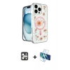 MARSİLYAN™- iPhone 16 Pro Max Kılıf Kozmos Doku - Siyah 3D Antistatik Cam Ekran Koruyucu + PVD Metal Kamera Lens - GS
