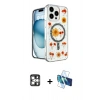 MARSİLYAN™- iPhone 16 Pro Max Kılıf Kozmos Doku - Siyah 3D Antistatik Cam Ekran Koruyucu + PVD Metal Kamera Lens - GS