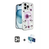 MARSİLYAN™- iPhone 16 Pro Max Kılıf Kozmos Doku - Siyah 3D Antistatik Cam Ekran Koruyucu + PVD Metal Kamera Lens - GS
