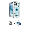 MARSİLYAN™- iPhone 16 Pro Max Kılıf Kozmos Doku - Siyah 3D Antistatik Cam Ekran Koruyucu + PVD Metal Kamera Lens - GD