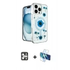 MARSİLYAN™- iPhone 16 Pro Max Kılıf Kozmos Doku - Siyah 3D Antistatik Cam Ekran Koruyucu + PVD Metal Kamera Lens - GS