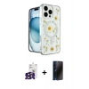 MARSİLYAN™- iPhone 16 Pro Max Kılıf Kozmos Doku - Siyah 3D Antistatik Hayalet Cam Ekran Koruyucu + Bilvis Titan Kamera Lens - SH