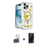 MARSİLYAN™- iPhone 16 Pro Max Kılıf Kozmos Doku - Siyah 3D Antistatik Hayalet Cam Ekran Koruyucu + Bilvis Titan Kamera Lens - SH