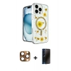 MARSİLYAN™- iPhone 16 Pro Max Kılıf Kozmos Doku - Siyah 3D Antistatik Hayalet Cam Ekran Koruyucu + Pers Alüminyum Kamera Lens - CLTM
