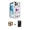 MARSİLYAN™- iPhone 16 Pro Max Kılıf Kozmos Doku - Siyah 3D Antistatik Hayalet Cam Ekran Koruyucu + Pers Alüminyum Kamera Lens - CLTM