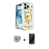 MARSİLYAN™- iPhone 16 Pro Max Kılıf Kozmos Doku - Siyah 3D Antistatik Hayalet Cam Ekran Koruyucu + Pers Alüminyum Kamera Lens - GI