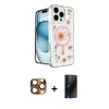 MARSİLYAN™- iPhone 16 Pro Max Kılıf Kozmos Doku - Siyah 3D Antistatik Hayalet Cam Ekran Koruyucu + Pers Alüminyum Kamera Lens - CLTM