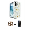 MARSİLYAN™- iPhone 16 Pro Max Kılıf Kozmos Doku - Siyah 3D Antistatik Hayalet Cam Ekran Koruyucu + Pers Alüminyum Kamera Lens - CLTM