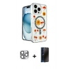 MARSİLYAN™- iPhone 16 Pro Max Kılıf Kozmos Doku - Siyah 3D Antistatik Hayalet Cam Ekran Koruyucu + Pers Alüminyum Kamera Lens - GI