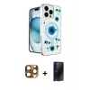 MARSİLYAN™- iPhone 16 Pro Max Kılıf Kozmos Doku - Siyah 3D Antistatik Hayalet Cam Ekran Koruyucu + Pers Alüminyum Kamera Lens - CLTM