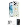MARSİLYAN™- iPhone 16 Pro Max Kılıf Kozmos Doku - Siyah 3D Antistatik Hayalet Cam Ekran Koruyucu + Pers Alüminyum Kamera Lens - GS