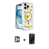 MARSİLYAN™- iPhone 16 Pro Max Kılıf Kozmos Doku - Siyah 3D Antistatik Hayalet Cam Ekran Koruyucu + PVD Metal Kamera Lens - GS