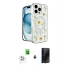 MARSİLYAN™- iPhone 16 Pro Max Kılıf Kozmos Doku - Siyah 3D Antistatik Hayalet Cam Ekran Koruyucu + Raze Metal Kamera Lens - BZ