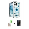 MARSİLYAN™- iPhone 16 Pro Max Kılıf Kozmos Doku - Siyah 3D Antistatik Hayalet Cam Ekran Koruyucu + Raze Metal Kamera Lens - NLGY