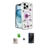 MARSİLYAN™- iPhone 16 Pro Max Kılıf Kozmos Doku - Siyah 3D Antistatik Hayalet Cam Ekran Koruyucu + Raze Metal Kamera Lens - NLGY