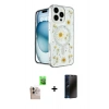 MARSİLYAN™- iPhone 16 Pro Max Kılıf Kozmos Doku - Siyah 3D Antistatik Hayalet Cam Ekran Koruyucu + Raze Metal Kamera Lens - NLGY