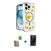 MARSİLYAN™- iPhone 16 Pro Max Kılıf Kozmos Doku - Siyah 3D Antistatik Hayalet Cam Ekran Koruyucu + Raze Metal Kamera Lens - CLTM