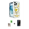 MARSİLYAN™- iPhone 16 Pro Max Kılıf Kozmos Doku - Siyah 3D Antistatik Hayalet Cam Ekran Koruyucu + Raze Metal Kamera Lens - NLGY