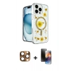 MARSİLYAN™- iPhone 16 Pro Max Kılıf Kozmos Doku - Siyah 3D Antistatik Mat Seramik Nano Ekran Koruyucu + Pers Alüminyum Kamera Lens - CLTM