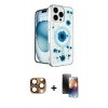 MARSİLYAN™- iPhone 16 Pro Max Kılıf Kozmos Doku - Siyah 3D Antistatik Mat Seramik Nano Ekran Koruyucu + Pers Alüminyum Kamera Lens - CLTM