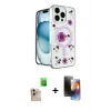 MARSİLYAN™- iPhone 16 Pro Max Kılıf Kozmos Doku - Siyah 3D Antistatik Mat Seramik Nano Ekran Koruyucu + Raze Metal Kamera Lens - NLGY
