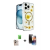 MARSİLYAN™- iPhone 16 Pro Max Kılıf Kozmos Doku - Siyah 3D Antistatik Mat Seramik Nano Ekran Koruyucu + Raze Metal Kamera Lens - NLGY