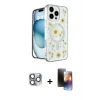 MARSİLYAN™- iPhone 16 Pro Max Kılıf Kozmos Doku - Siyah 3D Antistatik Mat Seramik Nano Ekran Koruyucu + Pers Alüminyum Kamera Lens - GI