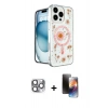 MARSİLYAN™- iPhone 16 Pro Max Kılıf Kozmos Doku - Siyah 3D Antistatik Mat Seramik Nano Ekran Koruyucu + Pers Alüminyum Kamera Lens - GI