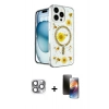 MARSİLYAN™- iPhone 16 Pro Max Kılıf Kozmos Doku - Siyah 3D Antistatik Mat Seramik Nano Ekran Koruyucu + Pers Alüminyum Kamera Lens - GI