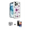 MARSİLYAN™- iPhone 16 Pro Max Kılıf Kozmos Doku - Siyah 3D Antistatik Mat Seramik Nano Ekran Koruyucu + Pers Alüminyum Kamera Lens - GI