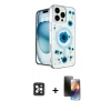 MARSİLYAN™- iPhone 16 Pro Max Kılıf Kozmos Doku - Siyah 3D Antistatik Mat Seramik Nano Ekran Koruyucu + PVD Metal Kamera Lens - SH