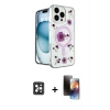 MARSİLYAN™- iPhone 16 Pro Max Kılıf Kozmos Doku - Siyah 3D Antistatik Mat Seramik Nano Ekran Koruyucu + PVD Metal Kamera Lens - SH