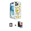 MARSİLYAN™- iPhone 16 Pro Max Kılıf Kozmos Doku - Siyah 3D Antistatik Mat Seramik Nano Ekran Koruyucu + PVD Metal Kamera Lens - GD