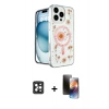 MARSİLYAN™- iPhone 16 Pro Max Kılıf Kozmos Doku - Siyah 3D Antistatik Mat Seramik Nano Ekran Koruyucu + PVD Metal Kamera Lens - SH