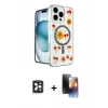 MARSİLYAN™- iPhone 16 Pro Max Kılıf Kozmos Doku - Siyah 3D Antistatik Mat Seramik Nano Ekran Koruyucu + PVD Metal Kamera Lens - SH