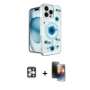 MARSİLYAN™- iPhone 16 Pro Max Kılıf Kozmos Doku - Siyah 3D Antistatik Mat Seramik Nano Ekran Koruyucu + PVD Metal Kamera Lens - GD