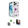 MARSİLYAN™- iPhone 16 Pro Max Kılıf Kozmos Doku - Siyah 3D Antistatik Mat Seramik Nano Ekran Koruyucu + Raze Metal Kamera Lens - SH