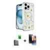 MARSİLYAN™- iPhone 16 Pro Max Kılıf Kozmos Doku - Siyah 3D Antistatik Mat Seramik Nano Ekran Koruyucu + Raze Metal Kamera Lens - SH