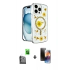 MARSİLYAN™- iPhone 16 Pro Max Kılıf Kozmos Doku - Siyah 3D Antistatik Mat Seramik Nano Ekran Koruyucu + Raze Metal Kamera Lens - SH