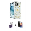 MARSİLYAN™- iPhone 16 Pro Max Kılıf Kozmos Doku - Siyah 3D Antistatik Mat Seramik Nano Ekran Koruyucu + Bilvis Titan Kamera Lens - SH