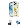 MARSİLYAN™- iPhone 16 Pro Max Kılıf Kozmos Doku - Siyah 3D Antistatik Seramik Nano Ekran Koruyucu + Bilvis Titan Kamera Lens - GS