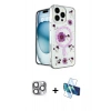 MARSİLYAN™- iPhone 16 Pro Max Kılıf Kozmos Doku - Siyah 3D Antistatik Seramik Nano Ekran Koruyucu + Gri Pers Alüminyum Kamera Lens