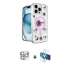 MARSİLYAN™- iPhone 16 Pro Max Kılıf Kozmos Doku - Siyah 3D Antistatik Seramik Nano Ekran Koruyucu + Pers Alüminyum Kamera Lens - GS